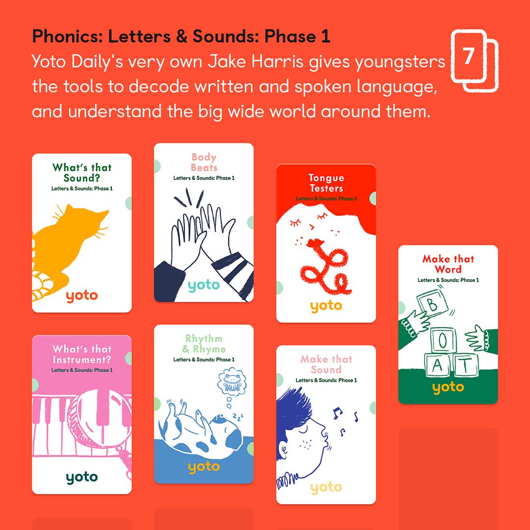 Yoto Card Multipack - Phonics: Letters + Sounds - Phase 1-Audio Player Cards + Characters- | Natural Baby Shower